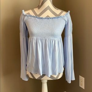 Baby Blue Off The Shoulder Blouse